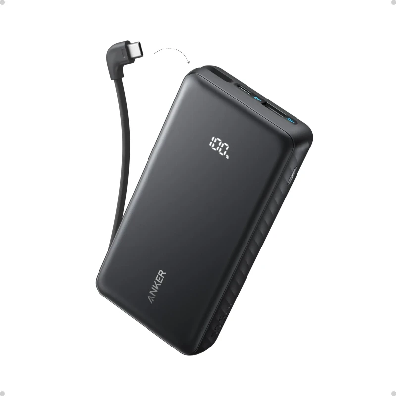 Anker Zolo Power Bank 20K 22.5W Built-in USB-C Cable (A110EH11) Black
