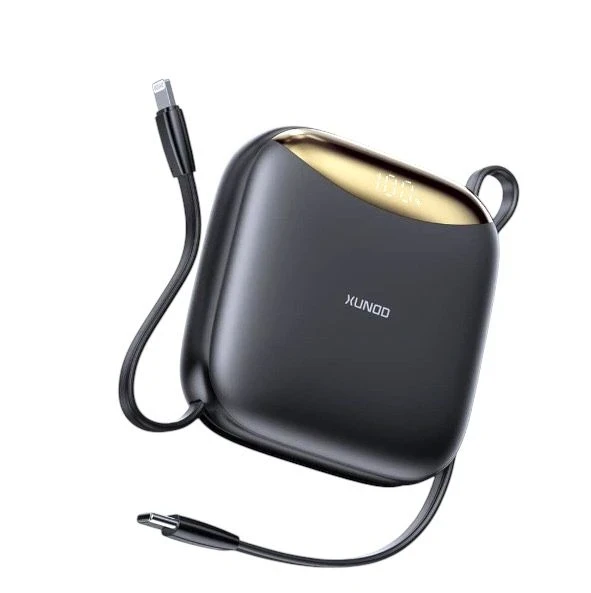XUNDD 10000mAh Mini PowerBank Built-in Type-C & Lightning Cable (XDCH-099) Black