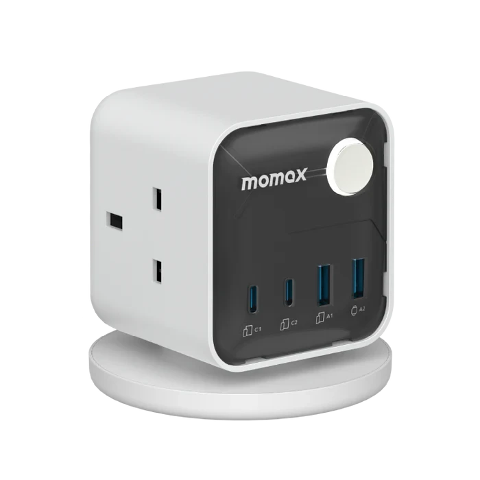 Momax 1-Charge Work Flow Cube 25W GaN - 3 Outlet + 2 USB-C & 2 USB-A Ports (US20UK) White