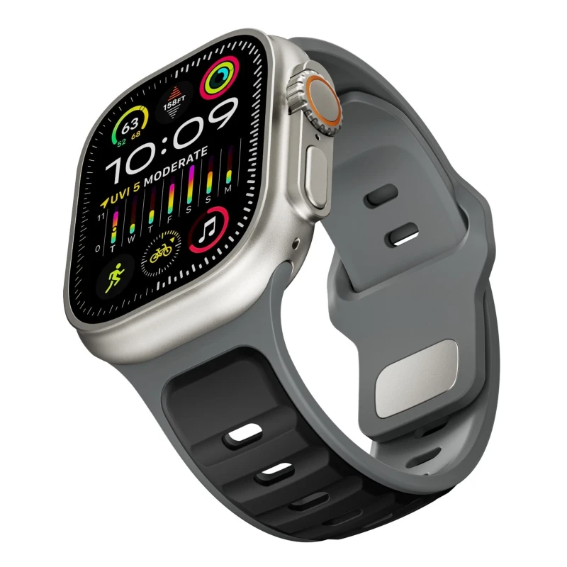 Dual-Tone Apple Watch Silicone Band 42/44/45/46/49MM - Grey/Black