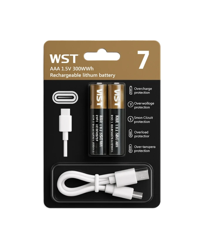 WST AAA 1.5V 800mWh Rechargeable Lithium Battery - Pack of 2