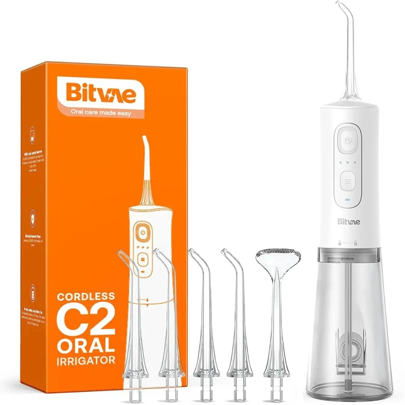 Bitvae C2 Cordless Water Flosser with 6 Tips - White
