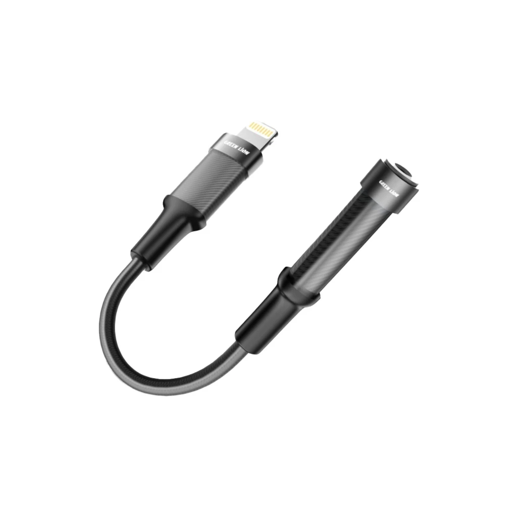 Green Lion Earphone Adapter Lightning to 3.5 Aux 12CM - Black