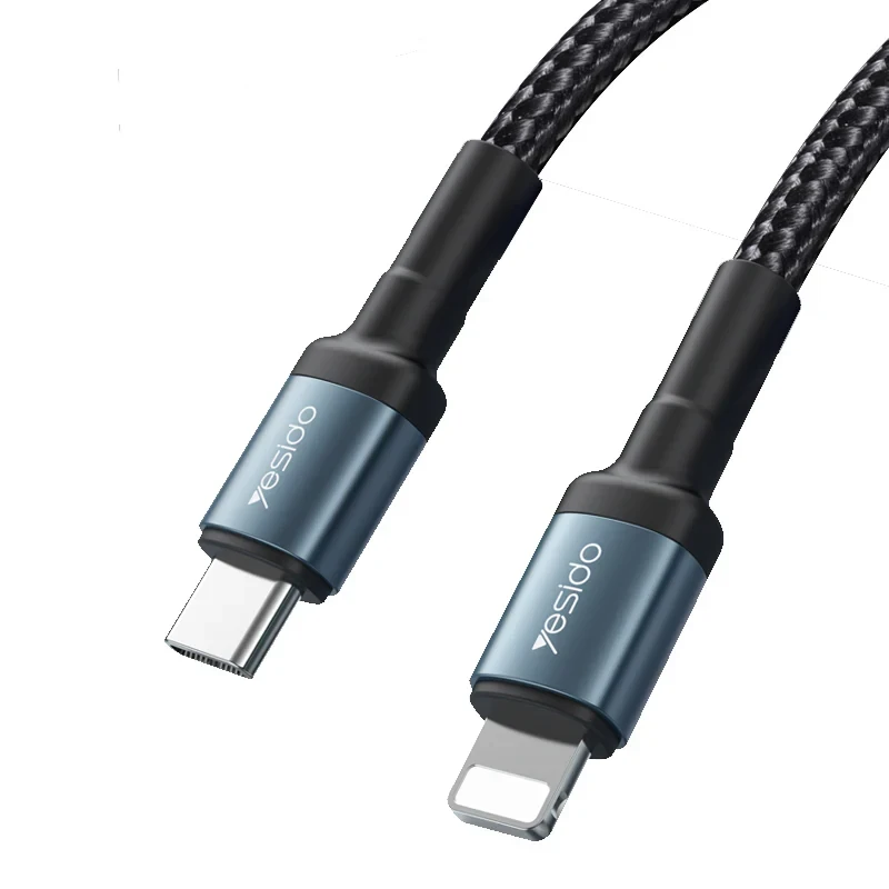 YESIDO 27W PD Fast Charge USB-C to Lightning Cable 1m (CA176) Black