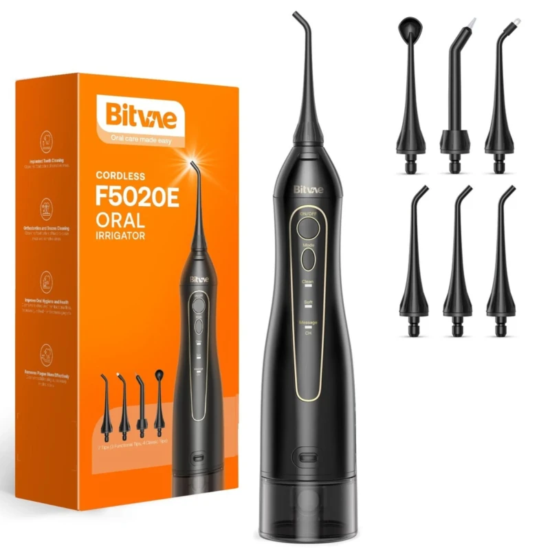 Bitvae F5020E Cordless Water Flosser with 7 Tips - Black