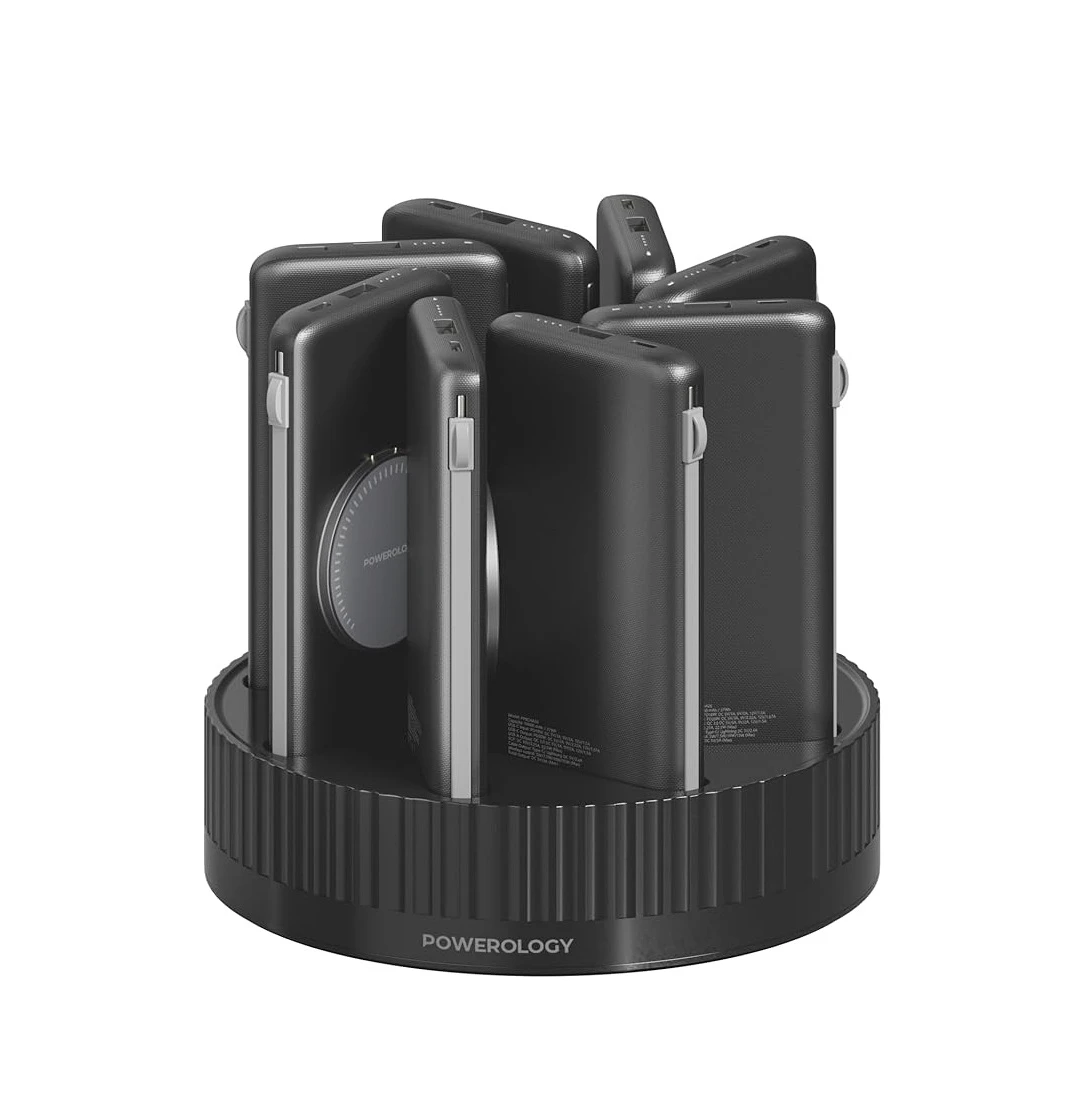 Powerology 10,000mAh 8 in 1 Power Bank Charging Station - Black