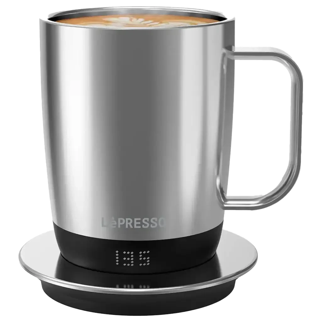 LePresso Aurelio Ceramic Mug with Temperature Control Base 300mL (LP0062) Silver