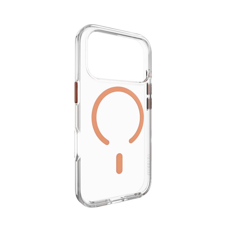 MagEasy Bright M Never Yellowing Case for iPhone 17 Pro - Transparent/Orange Ring