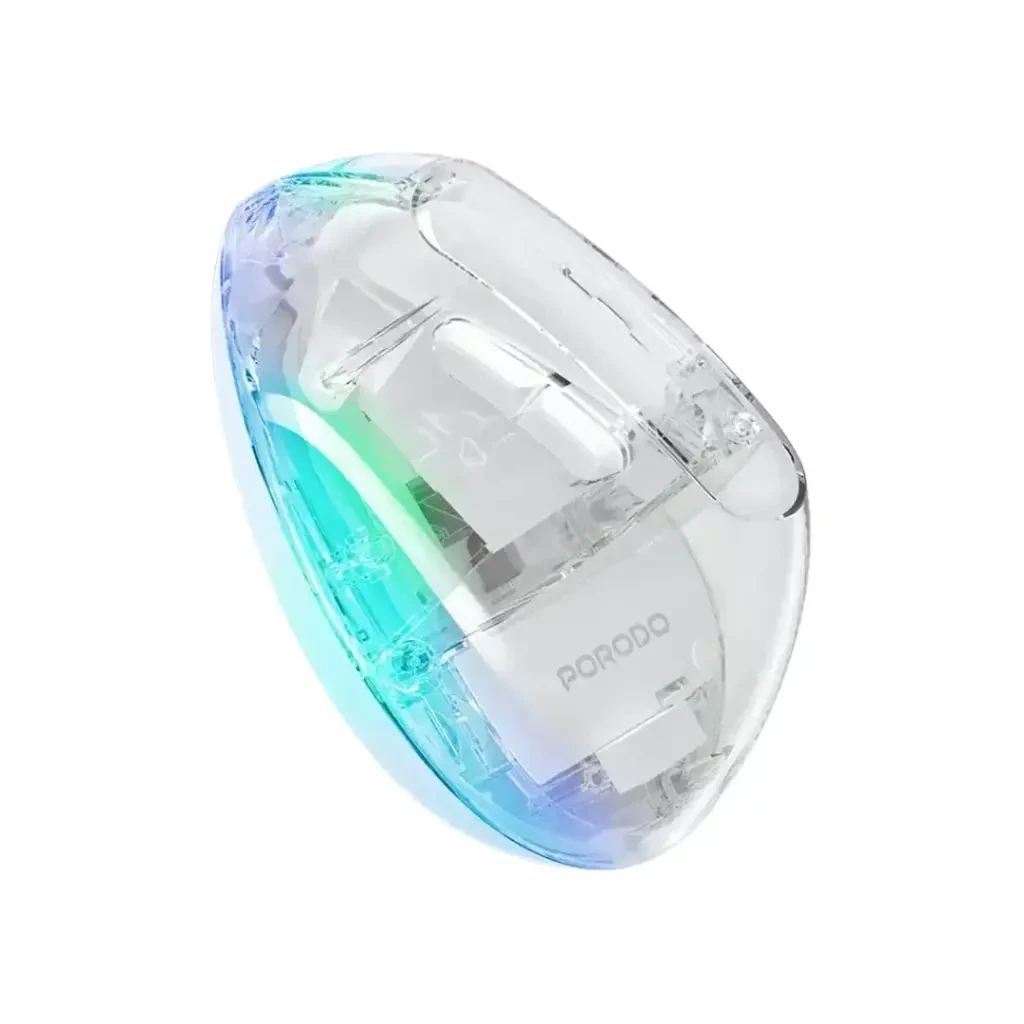 Porodo Dual Mode Transparent Vertical Ergonomic Mouse – 4800 DPI