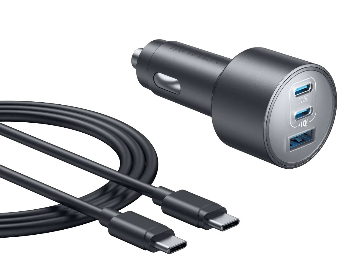 Anker Car Charger (167.5W, 3 Ports) With USB-C Cable (B2737HA1) Black