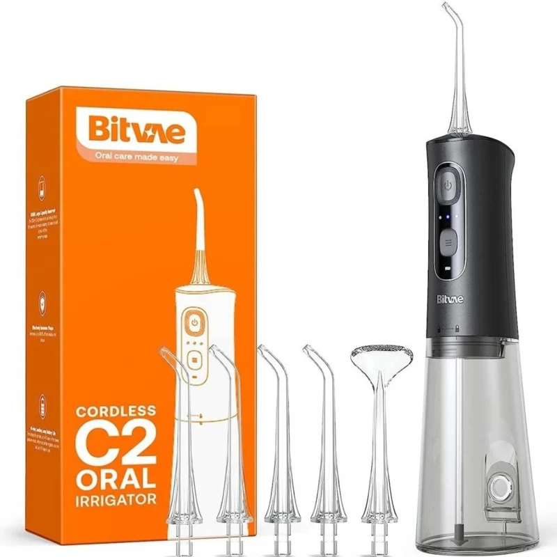 Bitvae C2 Cordless Water Flosser with 6 Tips - Black