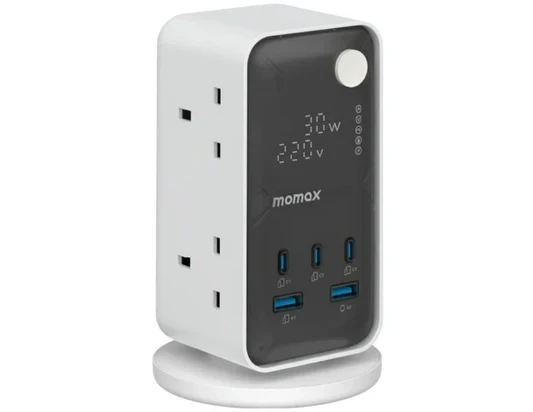 Momax 1-Charge Work Flow Tower 35W GaN - 6 Outlet + 3 USB-C & 2 USB-A Ports (US21UK) White