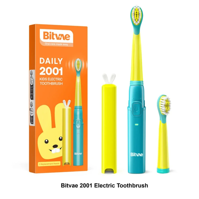 Bitvae BV-2001 Kids Electric Toothbrush with 2 Brush Heads - Blue/Green