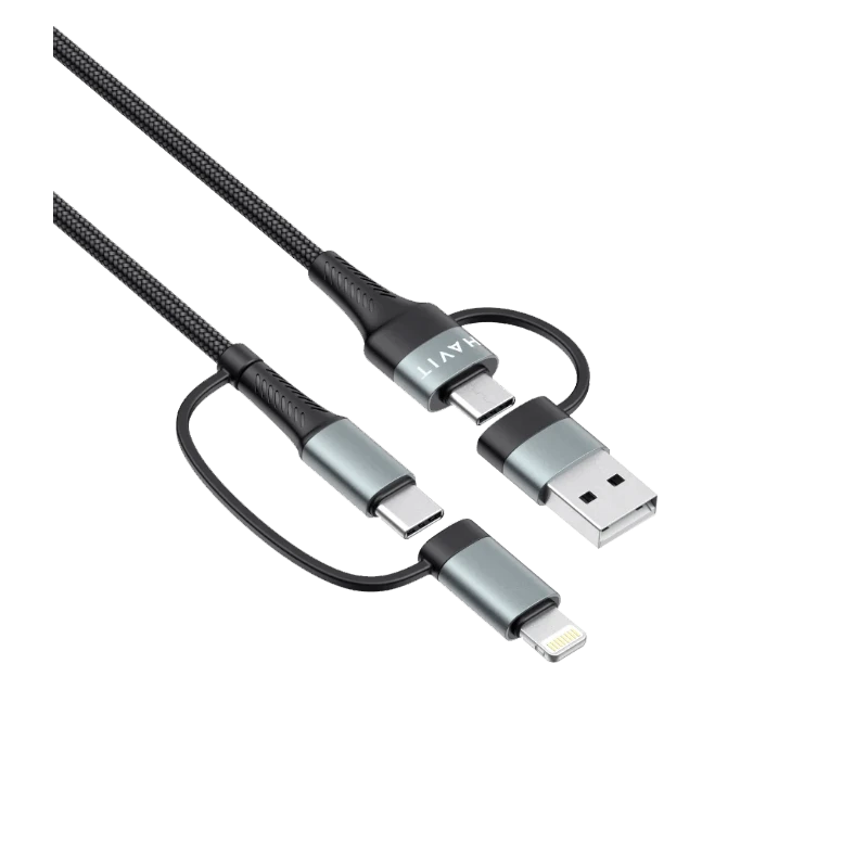 Havit 4 in 1 Multi-Charging Cable (USB-A/USB-C to USB-C/Lightning) CB6244 - Black Grey