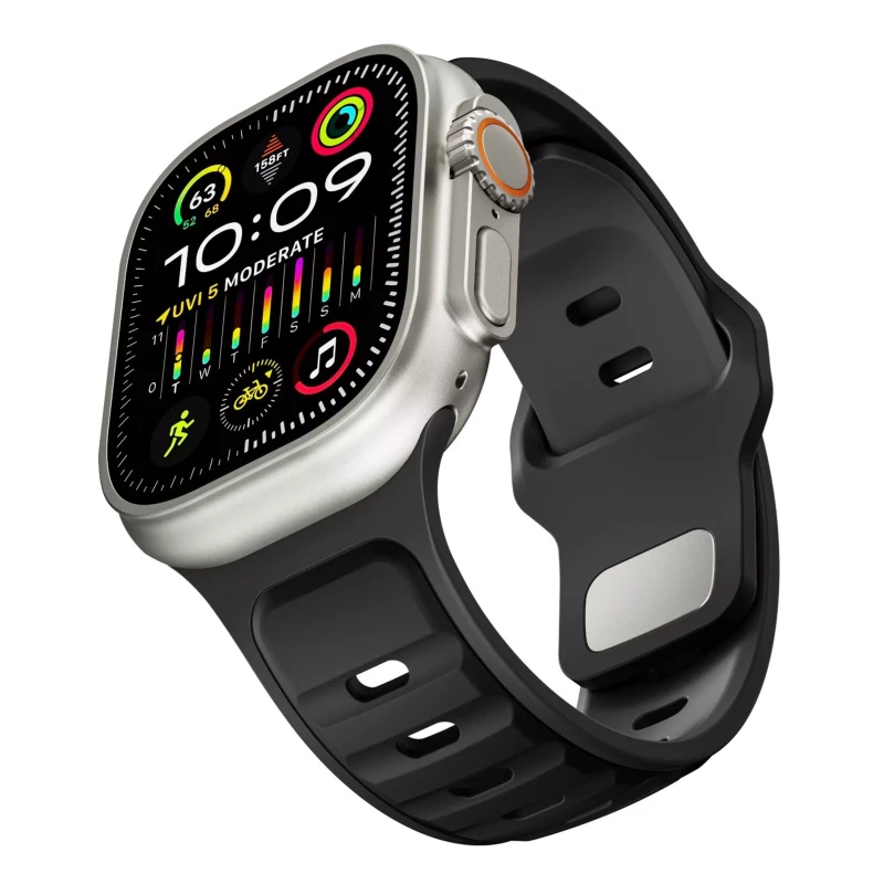 Dual-Tone Apple Watch Silicone Band 42/44/45/46/49MM - Black/Black