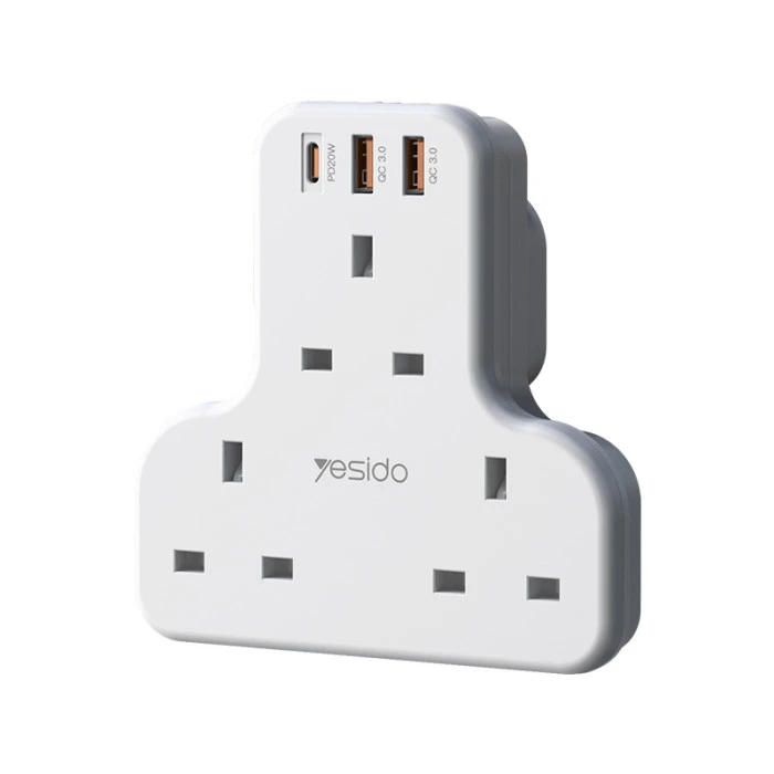 Yesido Wall Plug with 3 Outlets + USB (MC15) White