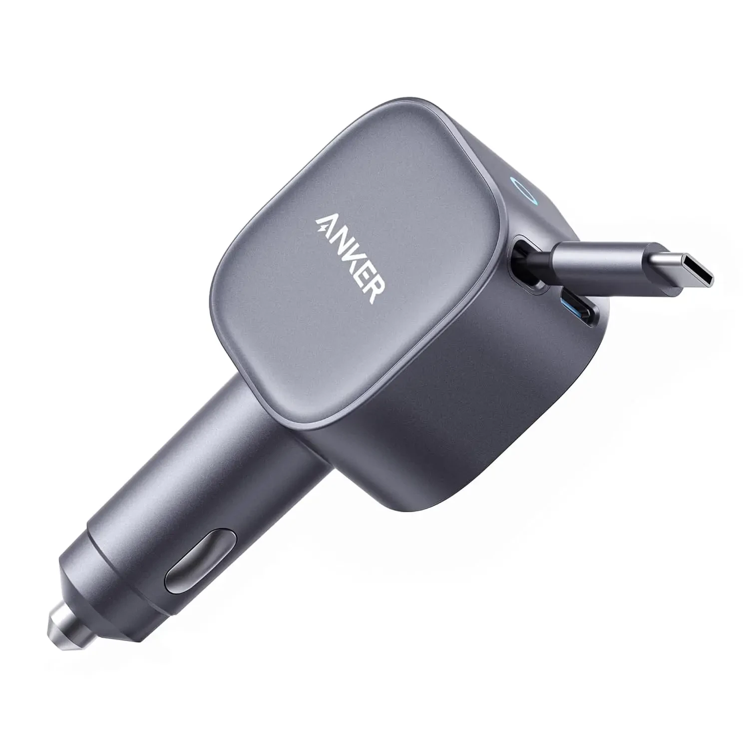 Anker Nano Car Charger (75W, USB-C Port, Built-in Retractable USB-C Cable) A2738HA2