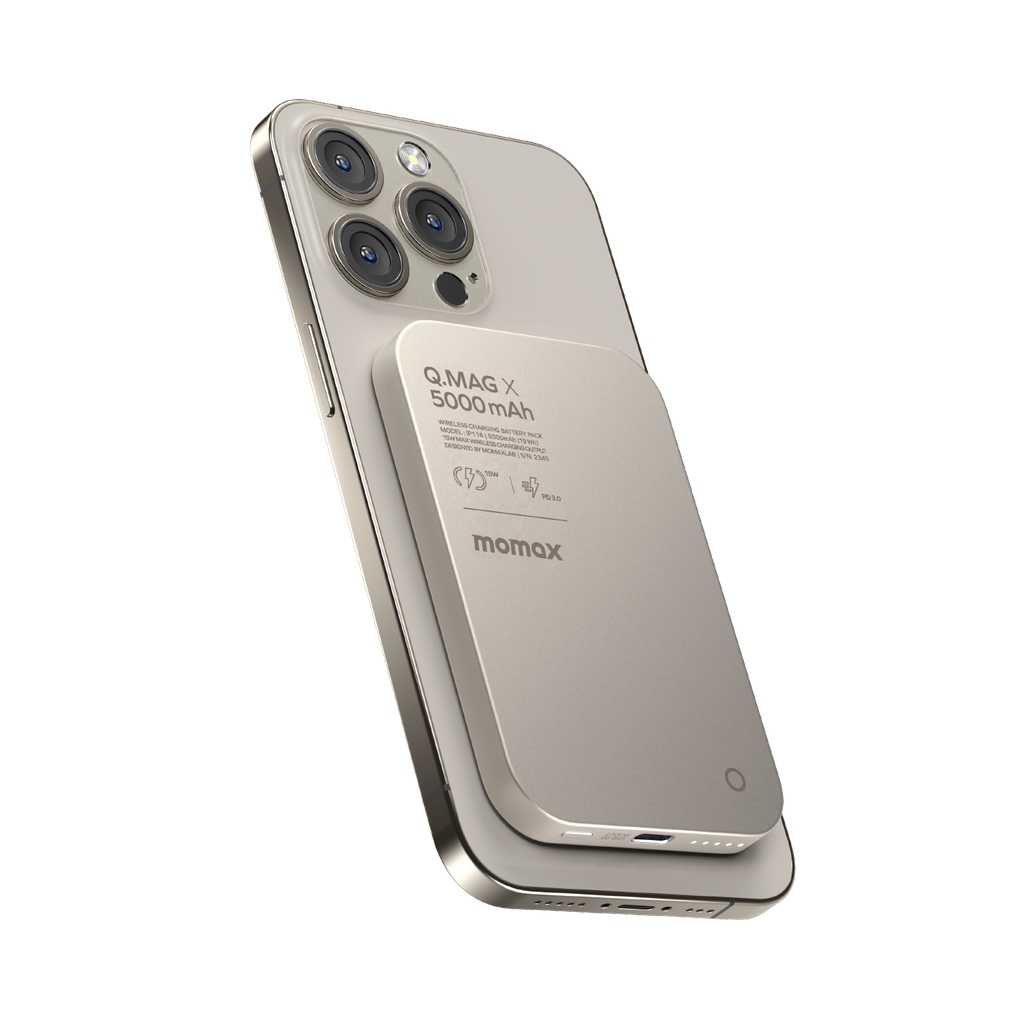 Momax Q.MAG X 5000mAh 15W MagSafe Wireless Power Bank - Titanium